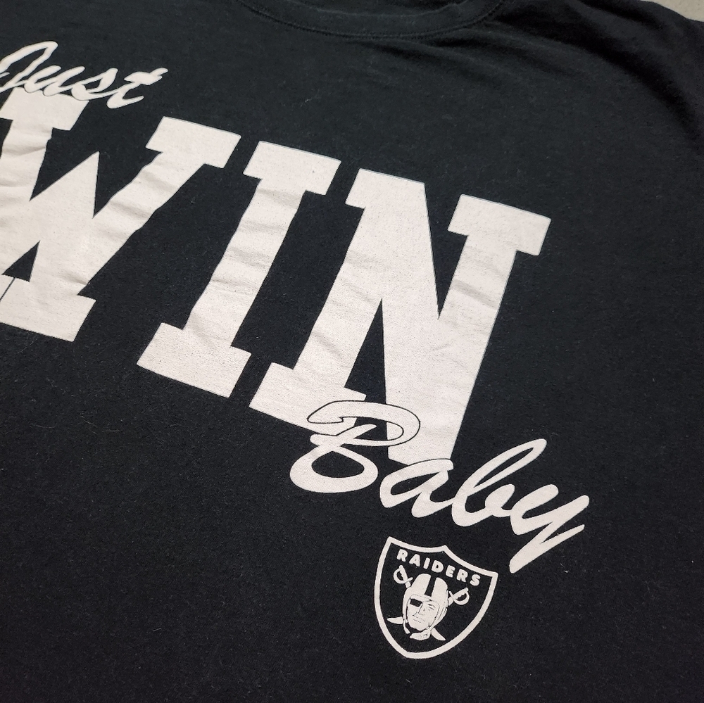 Vtg Raiders "Just Win Baby" NFL Graphic T-Shirt XL - Picture 4 of 8